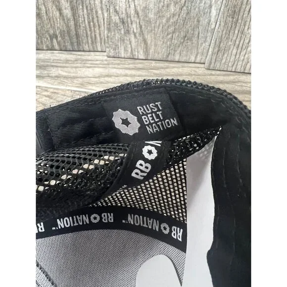 Rust Belt Nation Local Camden Black Foil Snapback Trucker Hat Mesh RBN NWOT - Picture 8 of 8
